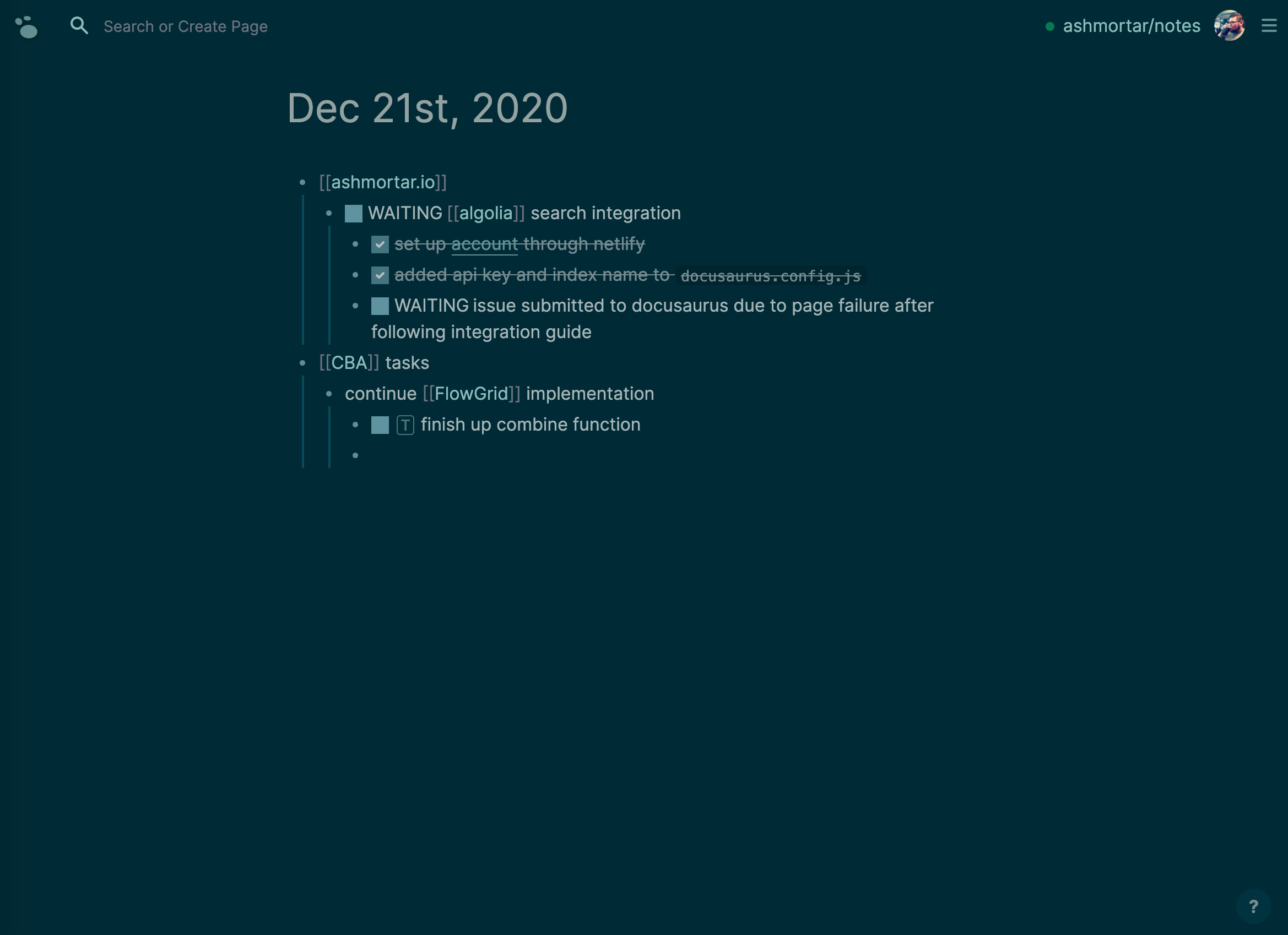 logseq page with datetime title